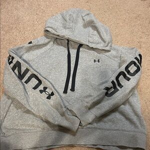 Under Armour Women’s Gray Cropped Hoodie with Black Accents